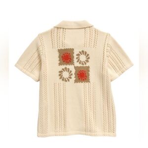 NWT Pacsun Kids' Finn Open Stitch‎ Polo Sweater Size 8 M 100% Cotton Off-white